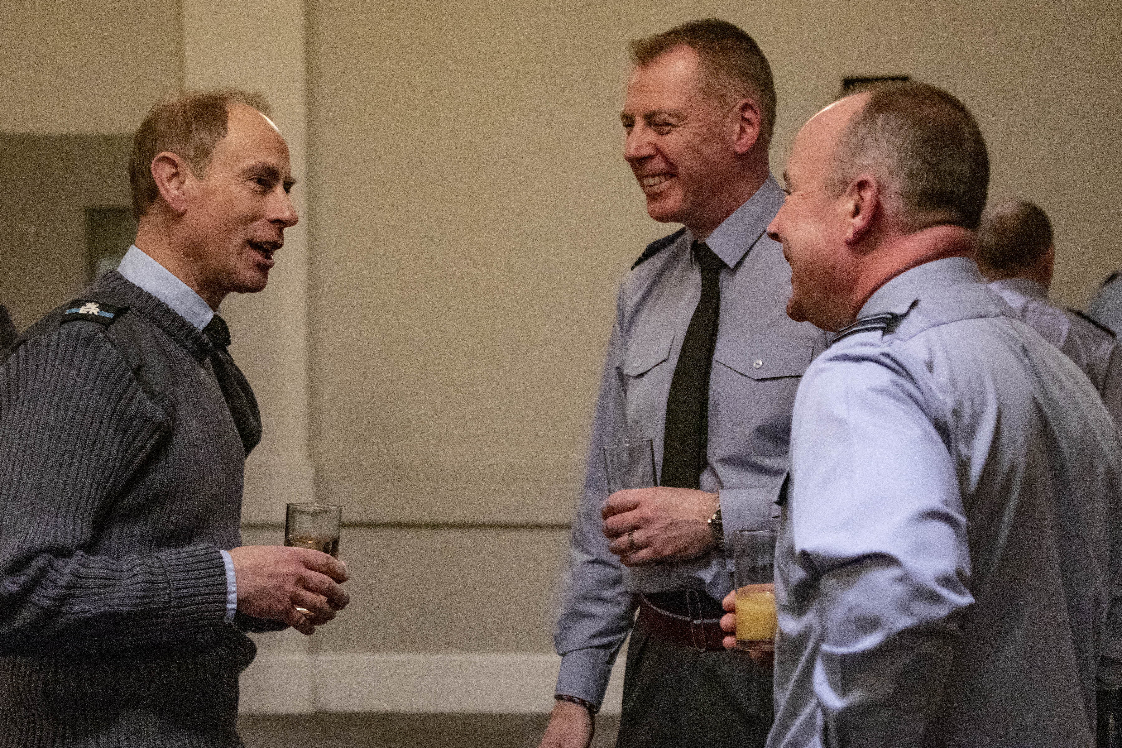 Image shows the Earl of Wessex chatting with RAF aviators.